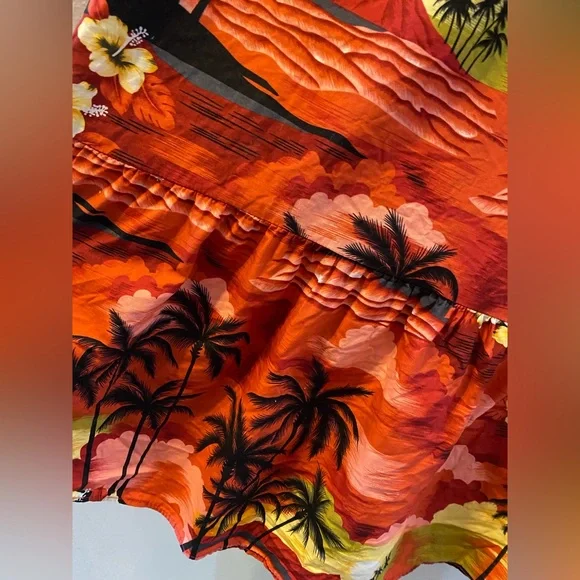 Vtg Aloha Republic 100% cotton red Hawaiian sunset dress.Size Large - Picture 6 of 8
